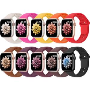 10 Pack Silicone Bands Compatible with Apple Watch 38mm 40mm 41mm 42mm 44mm 45mm 46mm 49mm Women Men, Soft Waterproof Replacement Wrist Sport Band for iWatch Series 11 10 9 8 7 6 5 4 3 2 1 SE Ultra