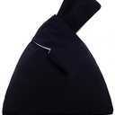 Cotton Women's Handbags Knot Wrist Shopping Bag Reusable Grocery Pouch Lightweight Tote Handbags Coin Purse Bag  3 X 5 FT, Black