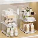 LAMU 2 Pack Bathroom Organizers and Storage, 3-Tier Stackable Under Sink Storage with Pull-Out Drawers & Dividers, Medicine Cabinet Organizer for Kitchen Pantry Organization | 2 Pack, Stackable, Pull-Out Drawers, Dividers