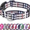 Hikiko Dog Collar for Small Medium Large Dogs, Adjustable Nylon Martingale Collars with Quick Release Buckle (Beige Plaid,M)