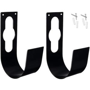 2 Pack Garden Hose Hanger Wall Mount Heavy Duty Hose Holder Hook Use for 150foot Hose (Large, Black)