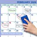 9 x 24" x 36" 2026 Wall Calendar, Folded Wet & Dry Erase Wall Calendar 12 Month, Yearly Laminated Wall Calendars, Reversible Annual Planner, Horizontal/Vertical, with Julian Dates