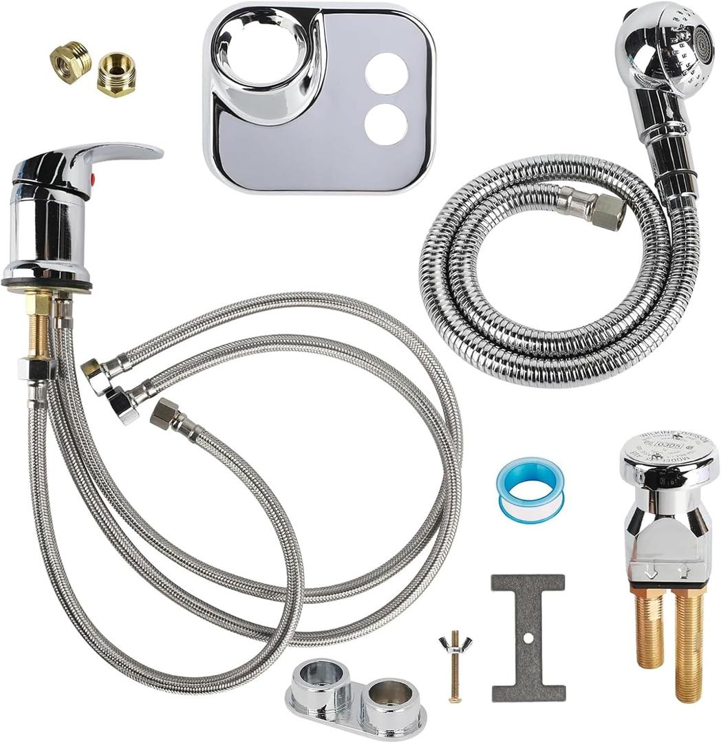 Salon Shampoo Bowl Faucet Vacuum Breaker Kit, Faucets for Shampoo Bowls with Hose and Sprayer Replacement Part, Hair Salon Faucet Sprayer Hose Set