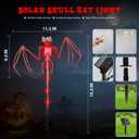 2PCS of Set Solar Garden Lights Outdoor for Halloween Decorations,3D RED Scary Bat Realistic Skeleton Decor for Halloween Party Decor,Solar Bats Path Lights for Lawn/Porch/Creepy Grave Dcor