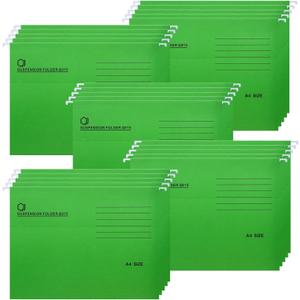 A4 Hanging File Folders, 25 Pcs Recycled Card File Folders for Filing Cabinet with Tabs and Card Inserts, Hanging Files Storage Folders for Office and School