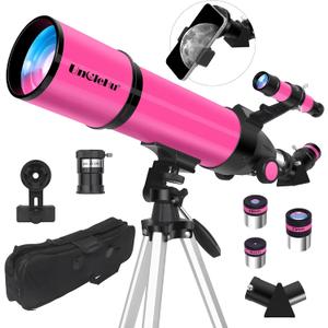 Telescope for Adults High Powered, 80mm Aperture 600mm Telescopes for Astronomy Adults&Kids&Beginners, Portable Travel Refractor Telescope with Tripod&Phone Adapter&Bag for Ground&Moon Viewing, Pink (80600)