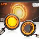 LKV 1157 Front Motorcycle LED Turn Signals Light 2 Inch Bullet Smoked Lens Compatible for Harley Davidson Touring Dyna Softail Sportster Street Glide Road Glide Iron 883 Road King