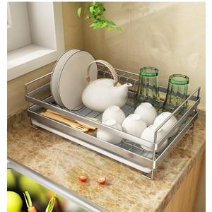 Stainless Steel Dish Racks for Kitchen Counter - Large Dish Drying Rack with Pull Drain Tray, Over The Sink Dish Drainer Drying Rack for Small Spaces, Durable for Countertop Sink