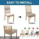 Smiry Waterproof Seat Covers for Dining Room Chairs Set of 8, Stretch Jacquard Removable Washable Chair Seat Slipcovers Protector, No Rear Covers, Taupe