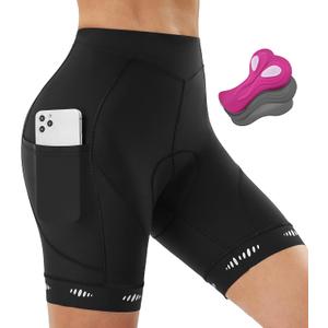 IUGA Padded Bike Shorts Women 4D Breathable Womens Cycling Shorts with Padding Mountain Biking Shorts with Pockets (Medium, Black)