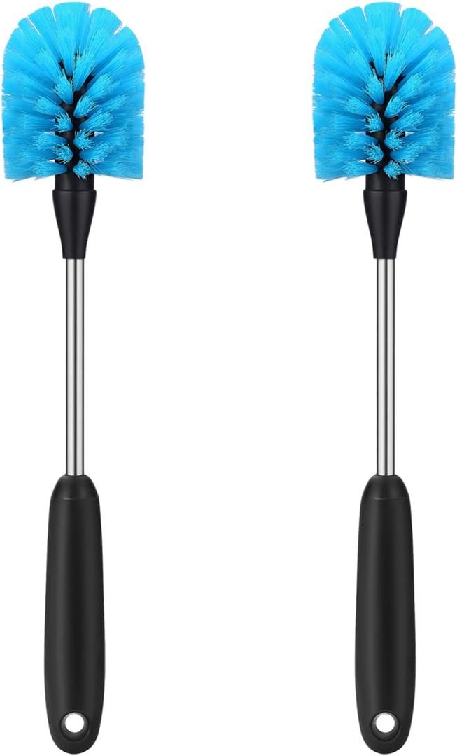 Stainless Steel Water Bottle Brush, Long Handle Scrubbing Brush, Built for Cleaning Sports Bottles, Baby Bottles, Cups, Coffee Mugs, Glasswares, Wine Decanters, Flask, 2 Pack, 13 in