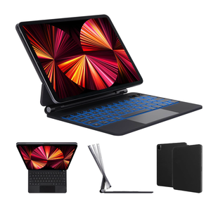 7 Colors Backlit Magnetic Keyboard Case for iPad Air 11 inch M3 2025/ M2 2024/ iPad Air 5th/4th Gen 10.9", Keyboard Case for iPad Pro 11"(4th/3rd/2nd/1st Gen), Trackpad, Floating Stand,Digital Display