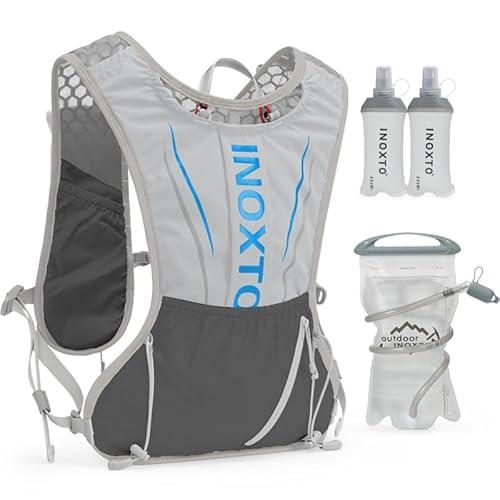 IX INOXTO Running Hydration Vest for Men Women, 3L Water Backpack for Trail, Marathon and Hiking (Grey Blue-1.5L/250ML)