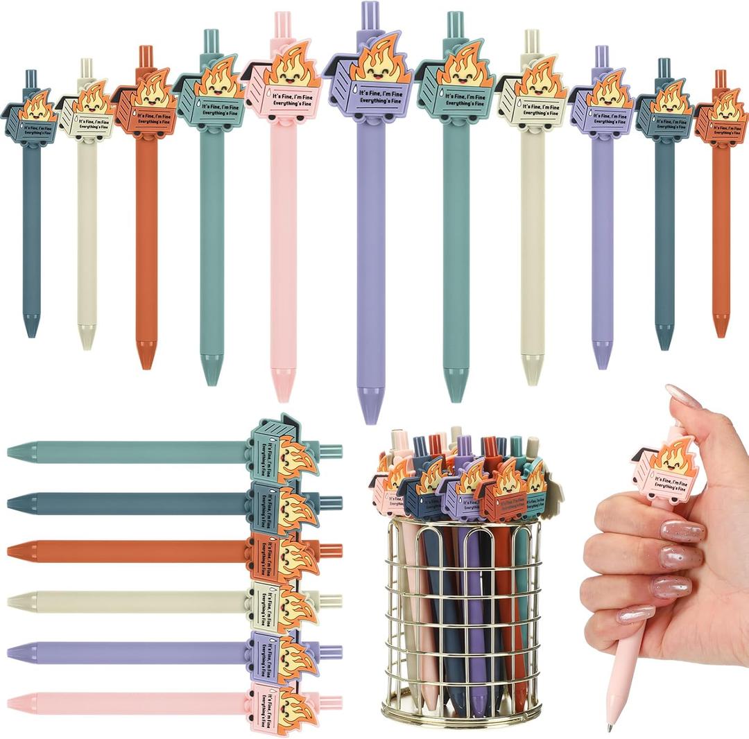Sayglossy Dumpster Fire Pen Nurse Week Gifts for Coworker Positive Funny Office Ballpoint Pens Dumpster Fire Desk Accessories Gifts for Team Coworker Teachers Nurse Graduation(Macaron Colors,30 Pcs)