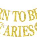 Born to be An Aries Banner, 12 Constellation Zodiac Aries Birthday Party Decoration Supplies, March April Horoscope Astrology Birthday/Baby Shower Decorations Gold Glitter