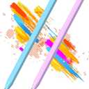 Stylus Pen for Touchscreen(2Pcs),2-in-1 Heavier Octagonal Retro Stylus,Suitable Stylus Pen for iPad,iPhone,tablets,and Smartphones,Compatible with Touchscreen Device(Light Blue/Pink Purple)