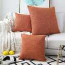 Kevin Textile 2 Packs Fall Large Pillow Covers Decorative Hand Made Faux Linen Throw Pillow Cover Cushion Case for Floor with Invisible Hidden, 26-inches, Orange