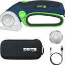 ZEITE 4V Cordless Electric Scissors,Cardboard Cutter with 2 Blades,Storage Box,USB Charging Cable,Power Rotary Cutter,Max Cutting 1/4",for Cardboard Box,Thin Carpet & Plastic, Easy to Hold and Safe