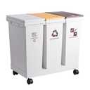 Multipurpose Plastic Classified Double-Bucket Trash can Household Press-Open lid Wheeled Large-Capacity Square for Office(Medium)