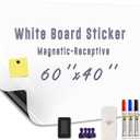 Large Magnetic Dry Erase Whiteboard Paper 60" x 40" Adhesive White Board for Wall Peel and Stick Whiteboard Contact Paper for Conference Room Office Home