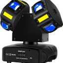 MFL. Moving Head DJ Light, Mini Double Heads 10 LED RGBW Beam,10 LEDs Golden Strobe Sound Activated DMX 512 Stage Lights for DJ KTV Disco Party, Black