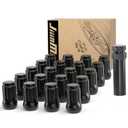 20PCS 1/2x20 Lug Nuts Black with 6 Spline Tuner, 1/2"-20 Locking Lug Nut with 1 Socket Key 60 Degree Conical/Cone Bulge Seat, Fits 1993-2010 Jeep Grand Cherokee 2002-2012 Jeep Liberty