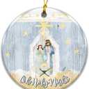 8 x Oh Holy Night Ornament 2025  Gift for Believers, Churchgoers, Christian Christmas Tree Decoration with Baby Jesus, Mary & Joseph  Religious Holiday Keepsake Gift for Family, Friends, Church