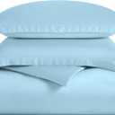 Superior 300 Thread Count Duvet Cover Set, 100% Modal from Beech, Solid, Full/Queen, Light Blue
