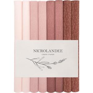 NICROLANDEE 8 Rolls Rose Gold Premium Crepe Paper Rolls for DIY Gift Wrapping Paper Crafts Birthday Wedding Holiday Paper Flower, 20 inches Wide by 6.56 ft Long, 4 Colors
