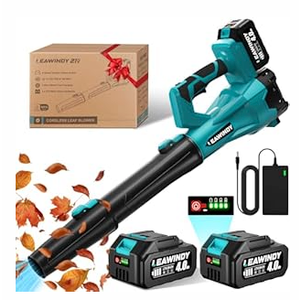 Leaf Blower Cordless 6 Speed Mode, 650CFM 290MPH Cordless Leaf Blowers with 2 X 4.0ah Batteries And Charger, 21V Electric Snow Blower, Gift Lawn Blower for Patio Cleaning, Lawn Care, Blowing Leaves (Blue)