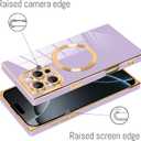 LSL Case for iPhone 16 Pro [Compatible with MagSafe] Soft TPU Bumper Anti-Drop Anti-Scratch Shock Absorption Protective Slim Luxury Plating Magnetic Cover for Women Girls Men - Purple