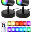 RGBW Indoor Spotlight 10W LED Color Changing Spotlight with Remote, 120V Christmas Up Lights Accent Spot Light with Foot Switch for Plant Halloween Party Decor, 5FT Code, 2Pack