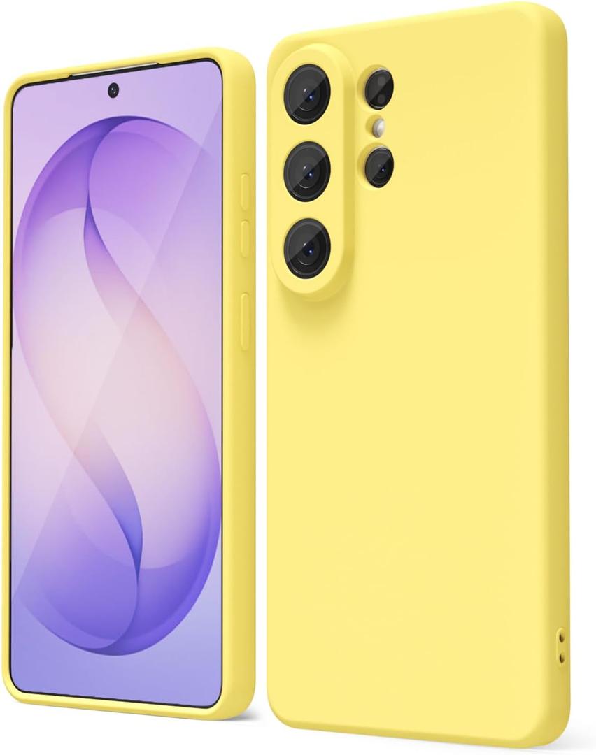 oakxco for Samsung Galaxy S26 Ultra Case Silicone, Thin Slim Grip Soft Rubber Gel Protective Phone Case for Women, Matte Plain Solid Color Aesthetic Cute Girly Case with Camera Cover, Yellow