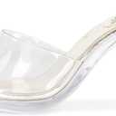 NBUUNBU Silver Clear Heels For Women Dress Shoes Transparent Strap Sexy Stilletos Heels Open Toe High Silver Heeled Sandals Pump Mules, Size 8