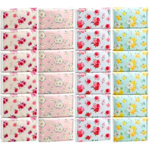 Tinlade 24 Packs Travel Size Tissue Pocket Slim Pack Facial 3 Ply Wallet Size Pocket Tissues for Travel Wedding Party Favors, 10 Sheets Each, 4 Styles(Floral)