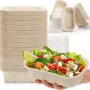 Yesland 70 Pack Compostable Take Out Food Containers with PP Lid, 23 Oz Bagasse to Go Containers Rectangular Disposable Paper Bowls, Biodegradable Meal Prep Food Container for Salad, Leftovers