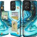 Shorogyt for Moto G Stylus 5G 2023 Wallet Case with Card Holder, Designer Marble Pattern Kickstand Back Flip Folio Leather Phone Cases for Women Men Girls Cyan