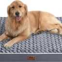 WESTERN HOME WH Large Dog Bed for Extra Large, Big, Jumbo, Huge Dogs, Orthopedic Pet Bed Waterproof Mattress with Removable Washable Cover, Thick Egg Crate Foam Dog Bed with Non-Slip Bottom (Grey)