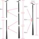 35" Long Dressing Stick with Shoe Horn with Sock Removal Tool, Adjustable Extended Dressing Aids for Shoes, Socks, Shirts and Pants