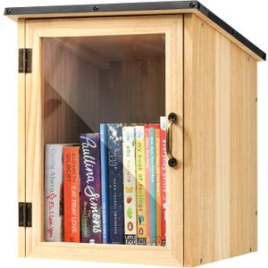 Little Library Box Outdoor, Waterproof Wooden Book Storage Cabinet for DIY, Community & School Sharing  Weatherproof Neighborhood Book Exchange for Literature, Magazines & Newspapers (13 x 11 x 17)