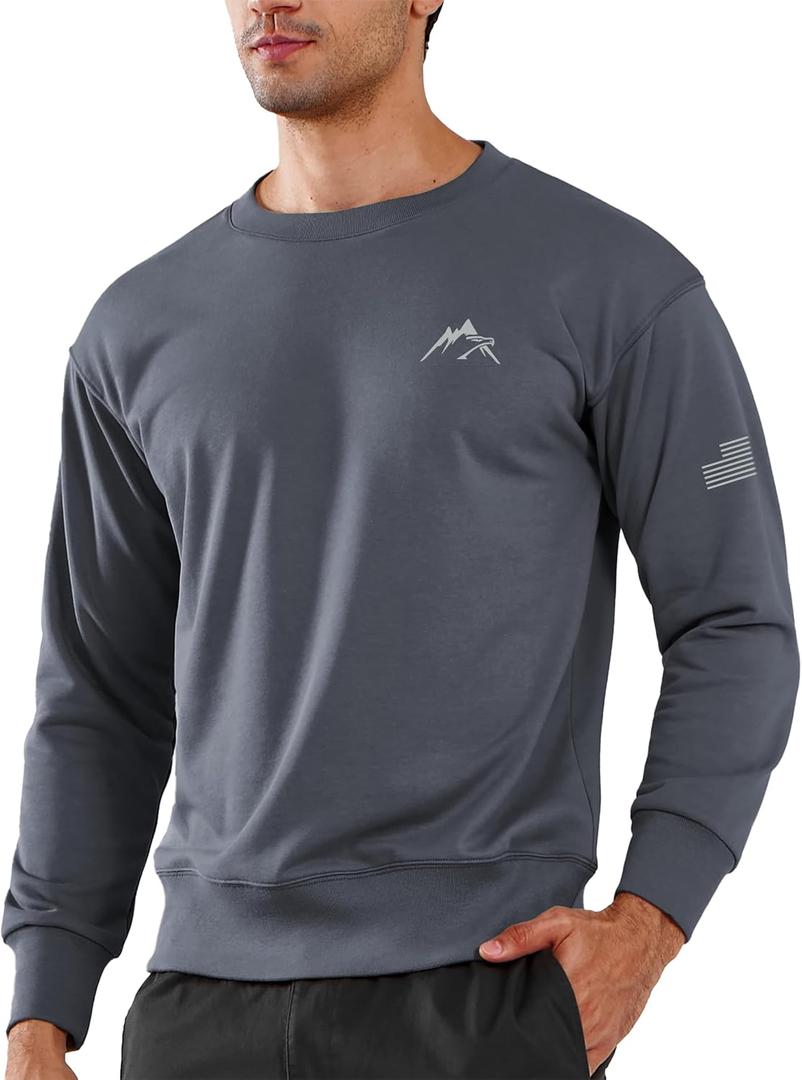 NORTHYARD Men's Crewneck Sweatshirt Long Sleeve Cotton Sweat Shirt Lightweight Athletic Workout Sport Gym Running Sweatshirts (Dark grey)