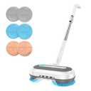 Cordless Electric Spin Mop, Electric Floor Cleaner with Water Sprayer & LED Headlight, 50mins Working Time, 290ml Water Tank, Adjustable Tube, Self-Propelled Multi-Surfaces Floor Mop for Home Cleaning