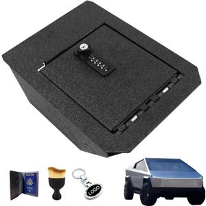 Center Console Safe Vault - Xdeer Console Gun Safe Box Compatible with Tesla Cybertruck 2024, 4 Digit Combination Lock with Key