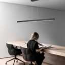 Black Wood Linear Pendant Light – Dimmable LED Chandelier with Remote, Modern Minimalist Lighting for Kitchen Islands, Dining Rooms & Pool Tables (Energy-Efficient 19W)