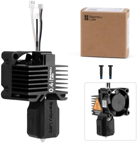 Bamboo Lab X1 Carbon, X1, X1C Hotend Complete Kit for X1 Series 3D Printer, Full Assembly Hardened Steel Hot End with Fan, Thermistor, Ceramic Heater, 0.4mm Nozzle, Extruder Heating Block Replacement