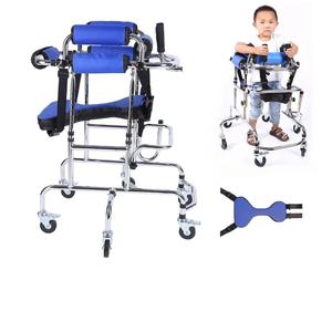 Walkers Disabled Children Cerebral Palsy Disabled Kids Walker Six Wheel Anti Tilt Foldable Belt Seat Adjustable Height Width, Disabled Auxiliary Equipment Rehabilitation Training Walking Aid