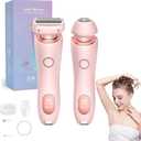 Livora Electric Shaver for Women,Bikini Trimmer for Women,2 in 1 Wet & Dry Painless Hair Removal with 2 Removable Heads,with Removable Head for Leg Arm Underarm Bikini Area,IPX7 Waterproof(Pink)