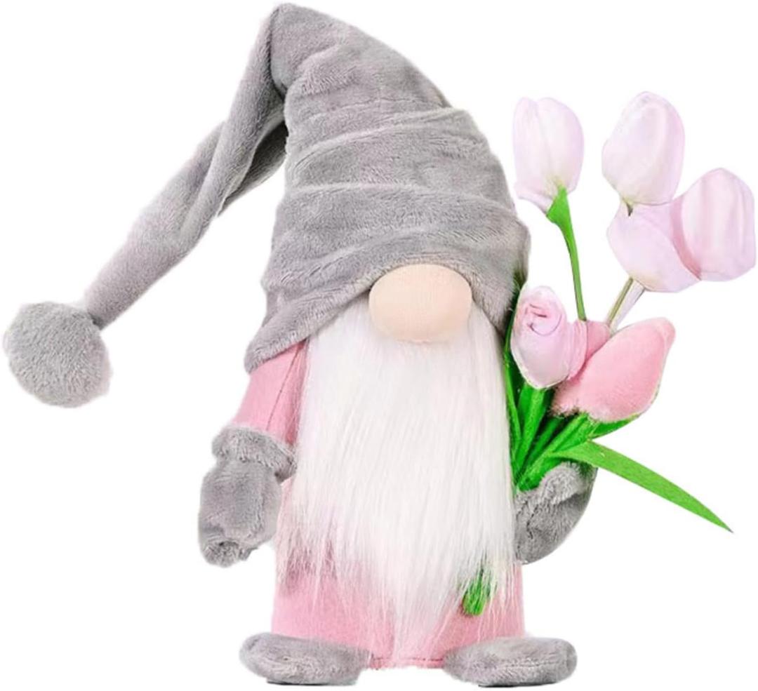 Gnome Plush Decorations Gift, 15 inch Gnome Decorations for Home,Spring Gnomes Plush for Tiered Tray Decor, Swedish Gnomes Mother's Day Decoration Home Tabletop Elf Doll,Grey 