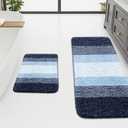 Arotive Bathroom Rugs Sets 2 Piece, Shaggy Soft and Absorbent Microfiber Bath Rugs, Non-Slip, Machine Washable Dry Bath Mats for Bathroom, 47x20 and 24x16, Blue