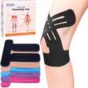 IEADEN Precut Kinesiology Tape for Knees, 10 Pcs, Upgraded, Knee Support & Stability, Knee Pain Relief Athletic Tape - Waterproof & Elastic, Breathable Hypoallergenic Latex-Free Tape, Black